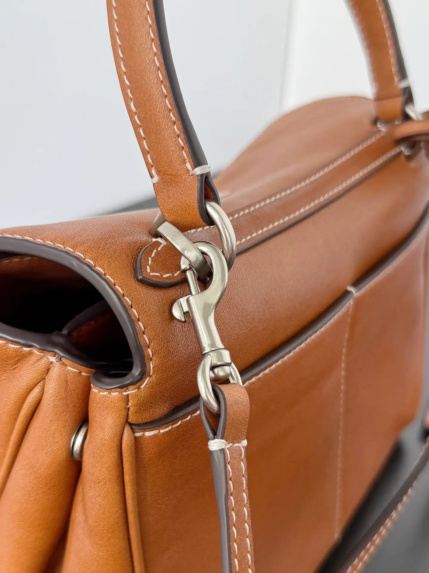 Balenciaga 7954562 Rodeo Handbag Mini in Gold Brown smooth calfskin aged-Silver hardware