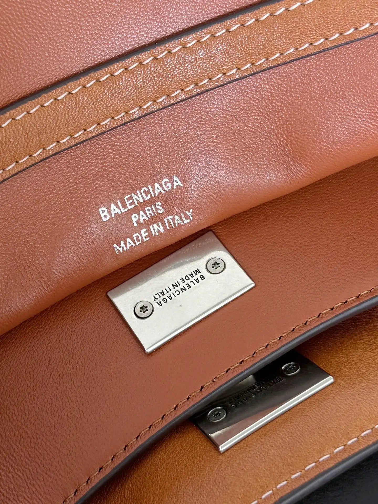 Balenciaga 7954562 Rodeo Handbag Mini in Gold Brown smooth calfskin aged-Silver hardware