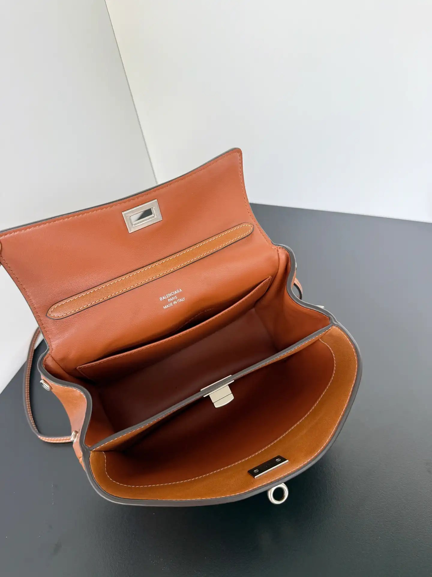 Balenciaga 7954562 Rodeo Handbag Mini in Gold Brown smooth calfskin aged-Silver hardware