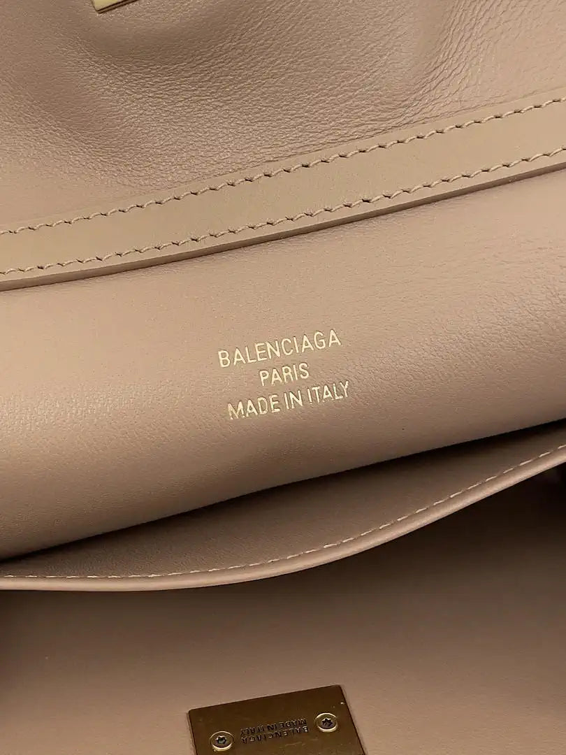 Balenciaga 7954562 Rodeo Handbag Mini in milk tea smooth calfskin Gold