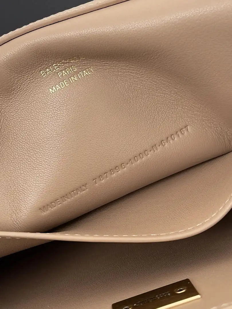 Balenciaga 7954562 Rodeo Handbag Mini in milk tea smooth calfskin Gold