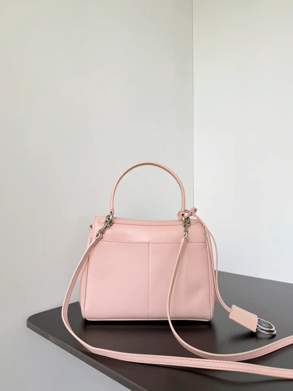 Balenciaga 7954562 Rodeo Handbag Mini in Pink smooth calfskin aged-Silver hardware