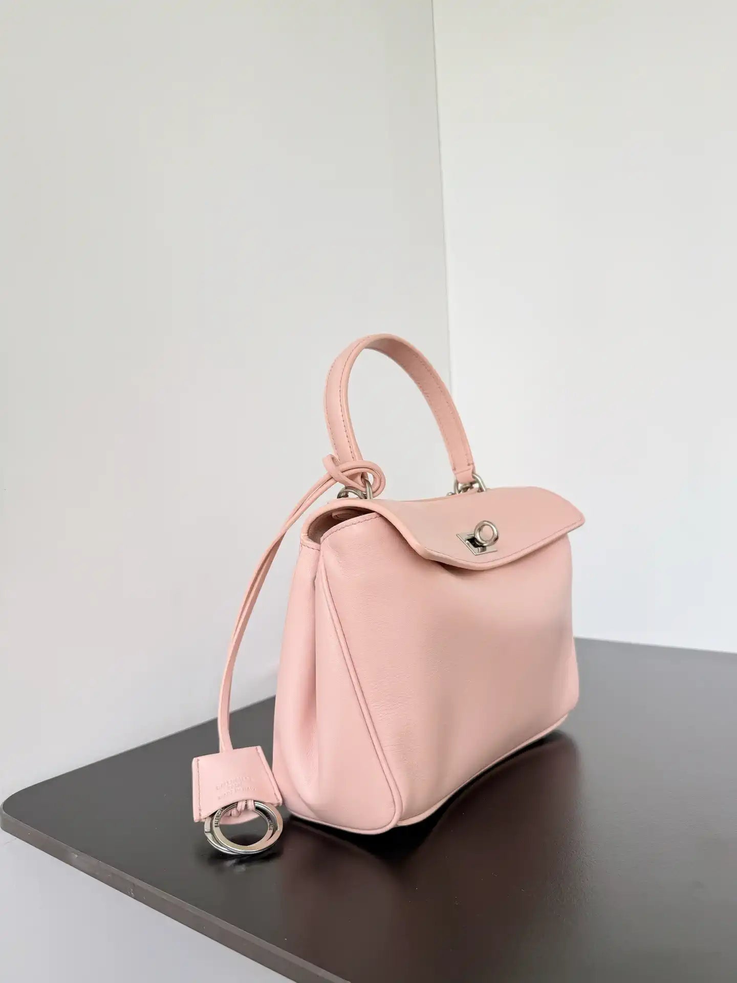 Balenciaga 7954562 Rodeo Handbag Mini in Pink smooth calfskin aged-Silver hardware
