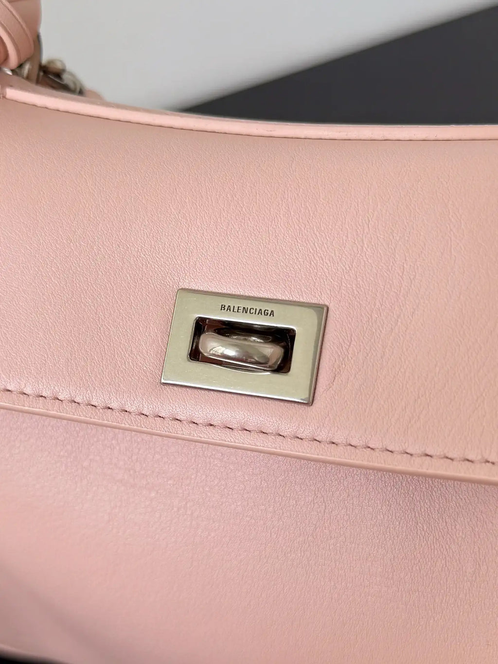 Balenciaga 7954562 Rodeo Handbag Mini in Pink smooth calfskin aged-Silver hardware