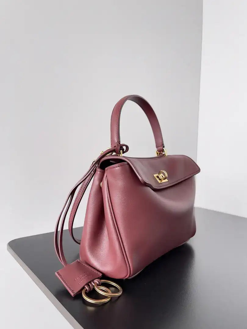 Balenciaga 7954562 Rodeo Handbag Mini in Red smooth calfskin Gold