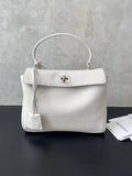 Balenciaga 7954562 Rodeo Handbag Mini in White Lychee pattern calfskin aged-Silver