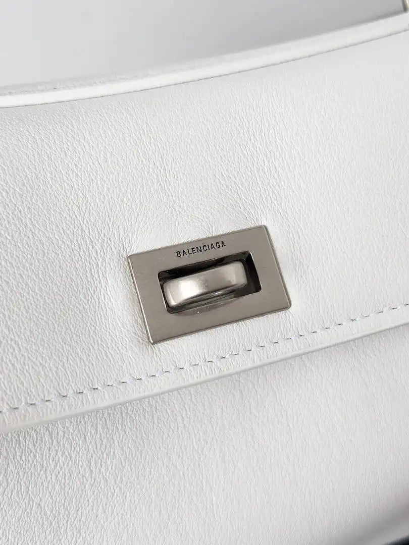Balenciaga 7954562 Rodeo Handbag Mini in White smooth calfskin aged-Silver