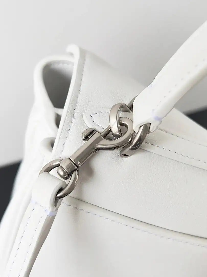 Balenciaga 7954562 Rodeo Handbag Mini in White smooth calfskin aged-Silver