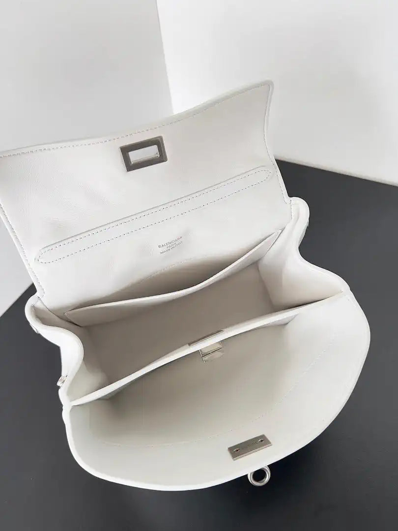 Balenciaga 7954562 Rodeo Handbag Mini in White smooth calfskin aged-Silver