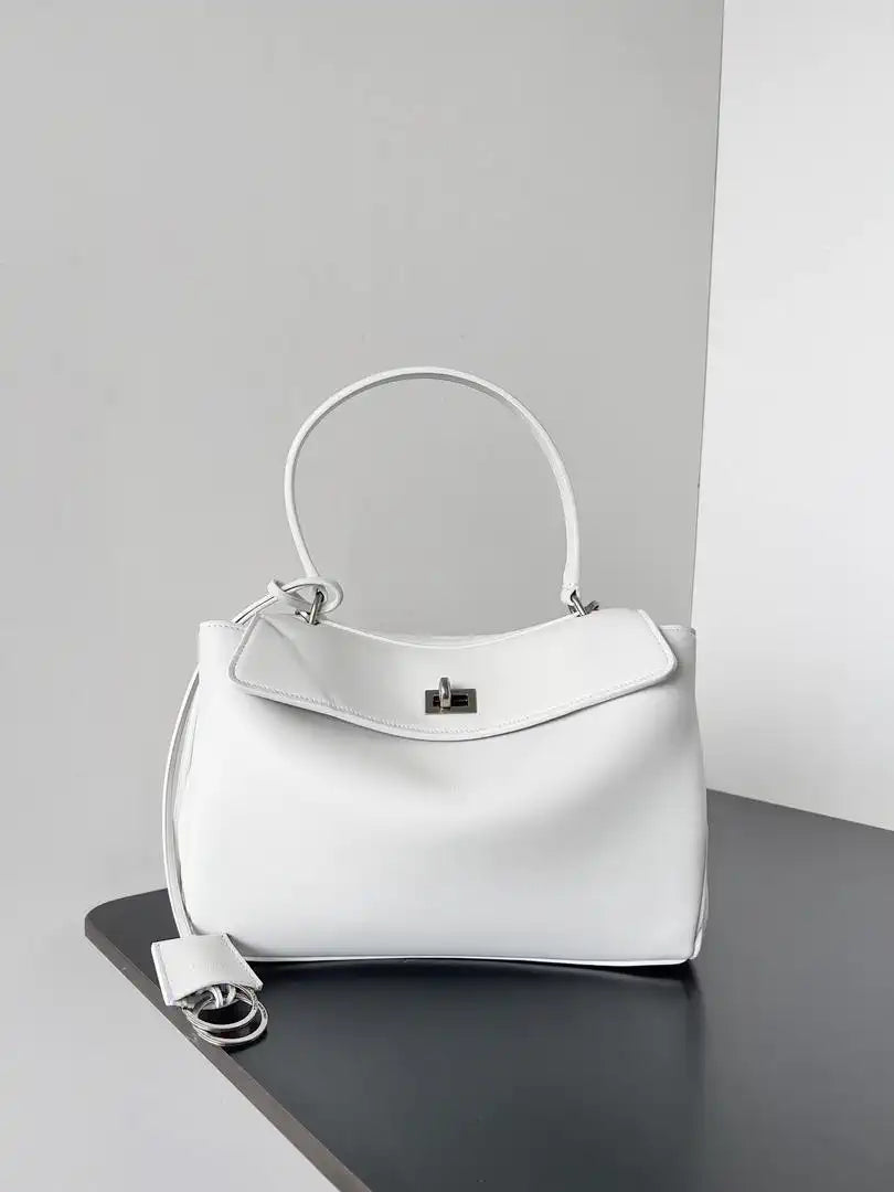 Balenciaga 7954562 Rodeo Handbag Mini in White smooth calfskin aged-Silver
