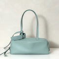 Balenciaga 8264252 Carrie Bowling Bag in Blue calfskin aged-gold hardware