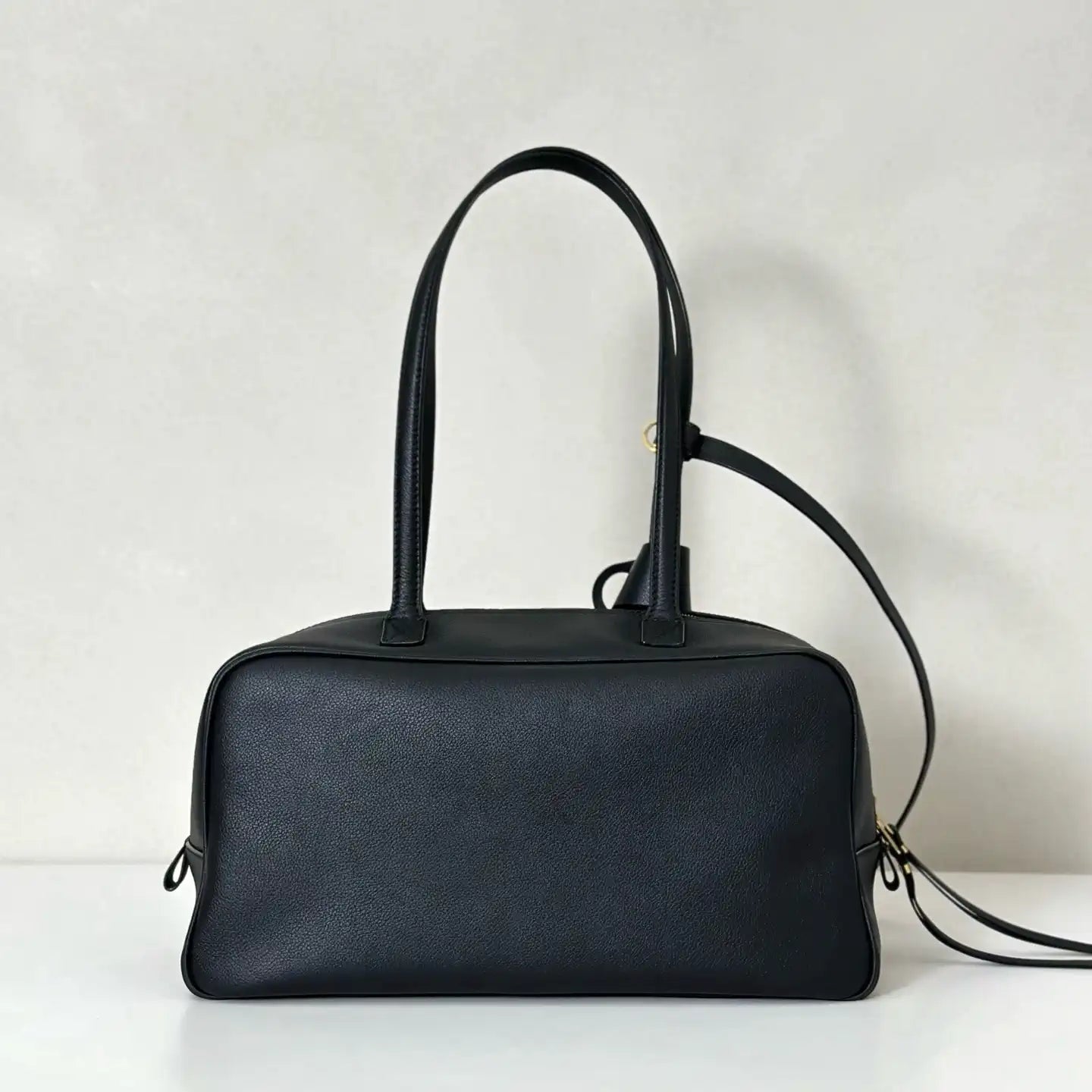 Balenciaga 8264252 Carrie Bowling Bag in black calfskin aged-gold hardware
