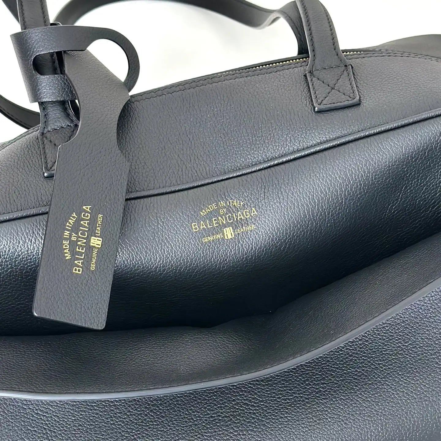 Balenciaga 8264252 Carrie Bowling Bag in black calfskin aged-gold hardware