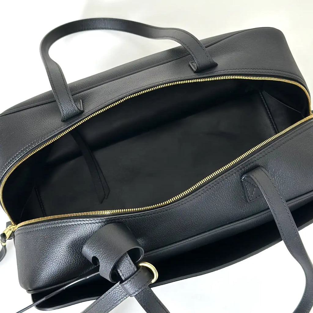 Balenciaga 8264252 Carrie Bowling Bag in black calfskin aged-gold hardware