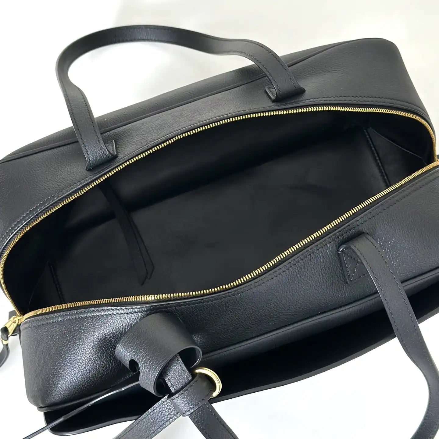 Balenciaga 8264252 Carrie Bowling Bag in black calfskin aged-gold hardware