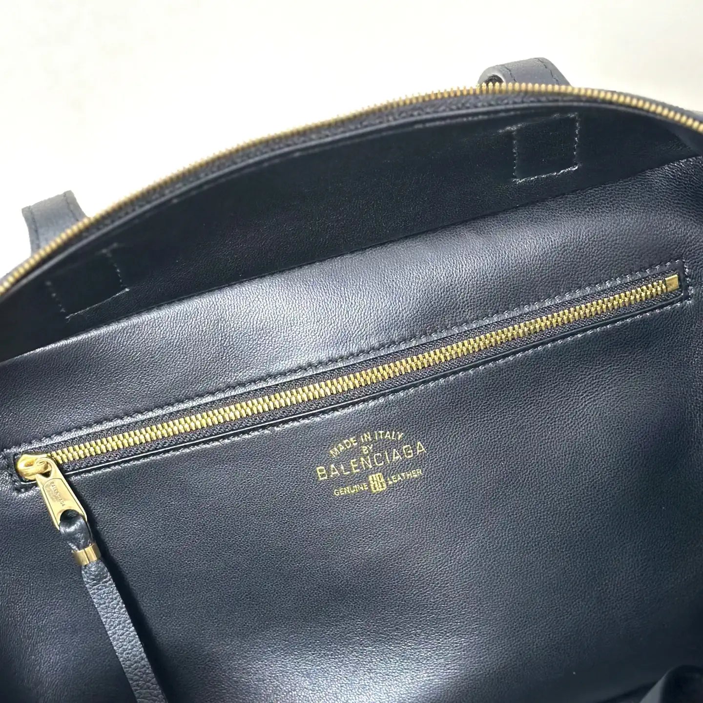 Balenciaga 8264252 Carrie Bowling Bag in black calfskin aged-gold hardware