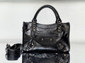 Balenciaga 8414582 Women Le City First Bag in Black Arena Storico lambskin brass hardware