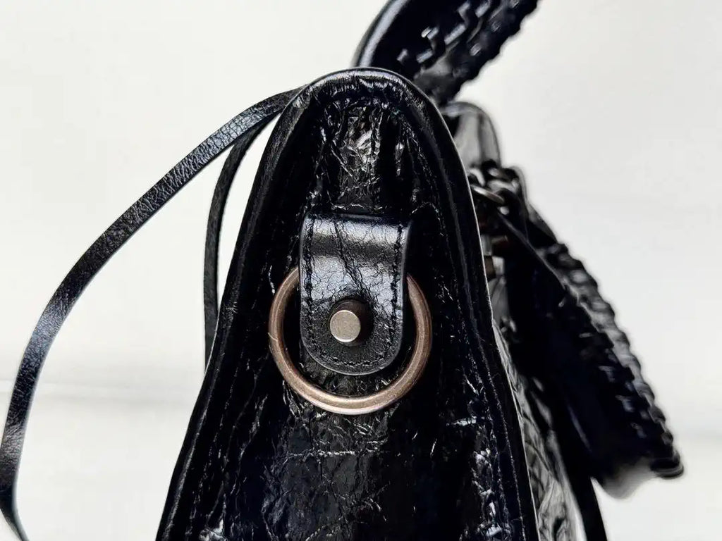 Balenciaga 8414582 Women Le City First Bag in Black Arena Storico lambskin brass hardware