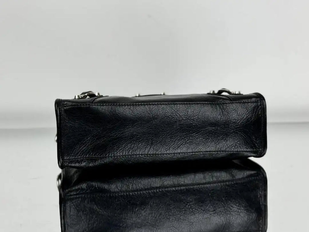 Balenciaga 8414582 Women Le City First Bag in Black Arena Storico lambskin Silver hardware