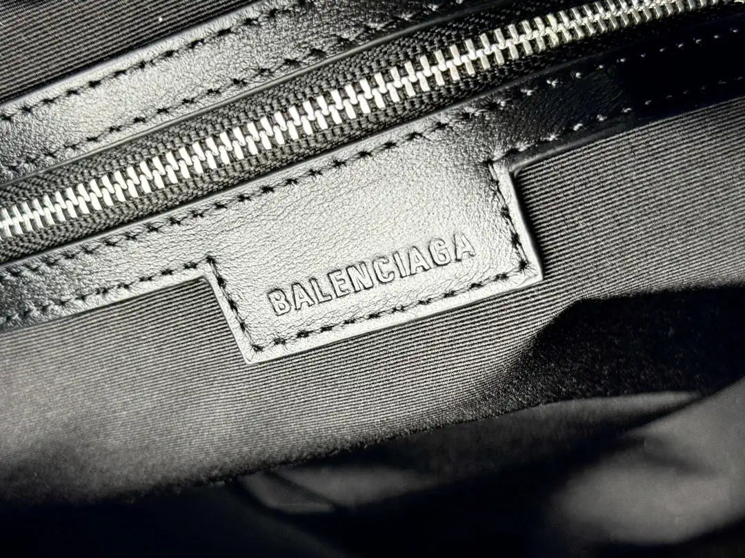 Balenciaga 8414582 Women Le City First Bag in Black Arena Storico lambskin Silver hardware