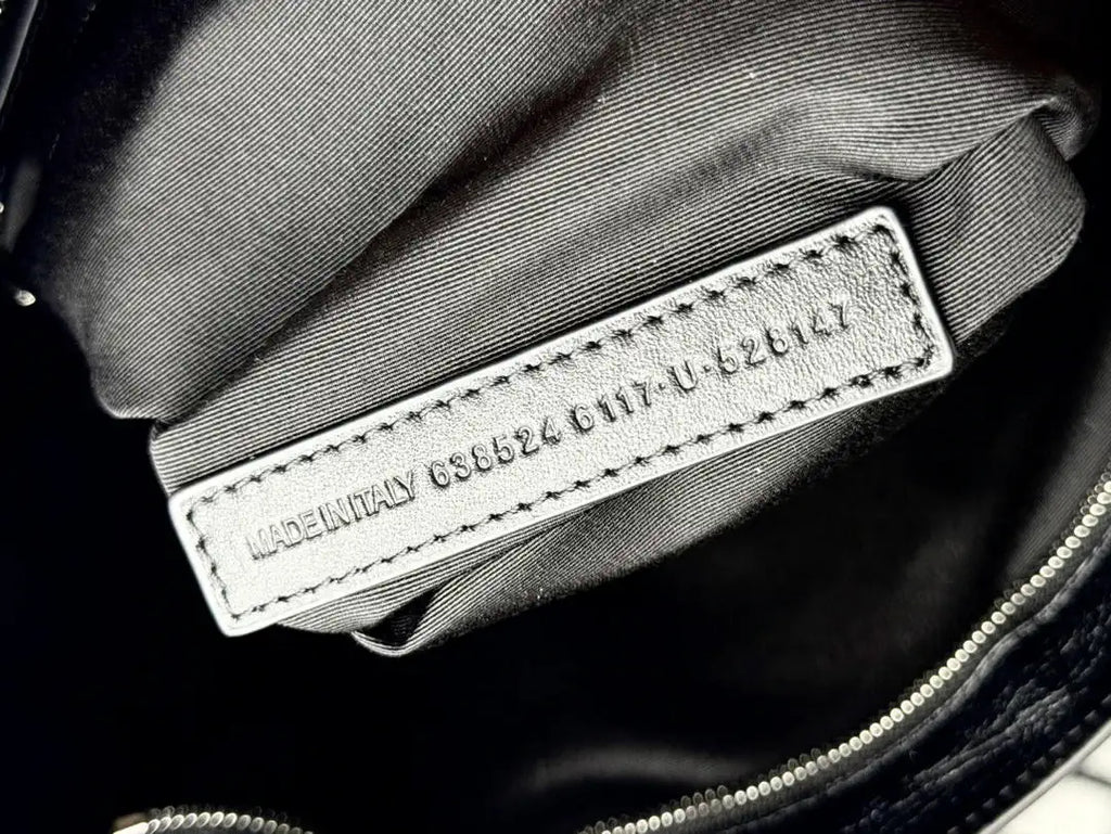Balenciaga 8414582 Women Le City First Bag in Black Arena Storico lambskin Silver hardware
