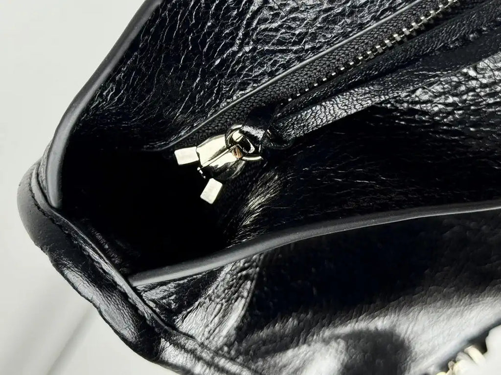 Balenciaga 8414582 Women Le City First Bag in Black Arena Storico lambskin Silver hardware