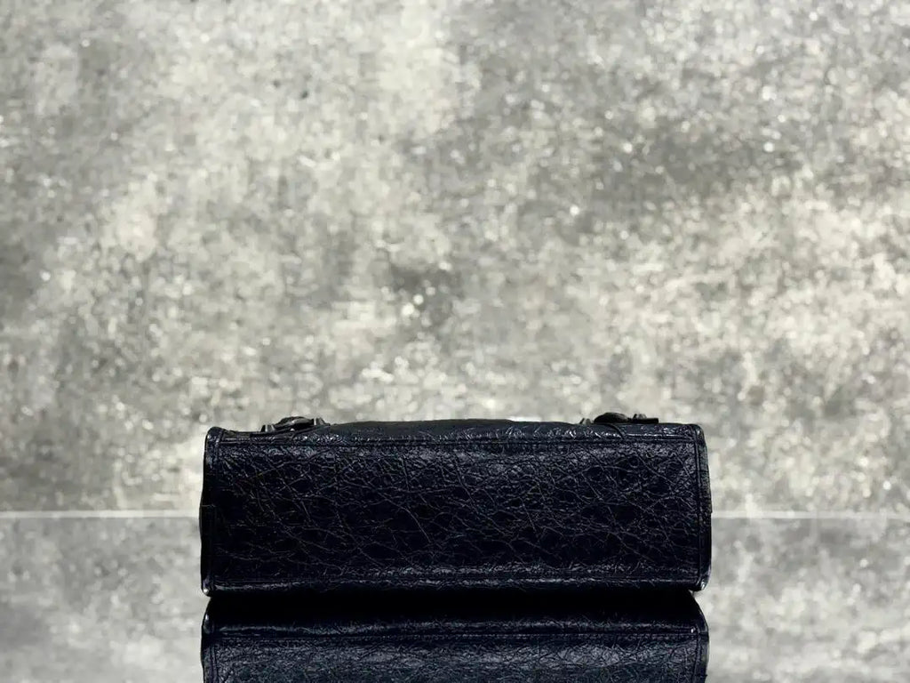 Balenciaga 8414582 Women Le City First Bag in Black Arena Storico lambskin with LOGO