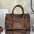 Balenciaga 8414582 Women Le City First Bag in Dark Brown Suede