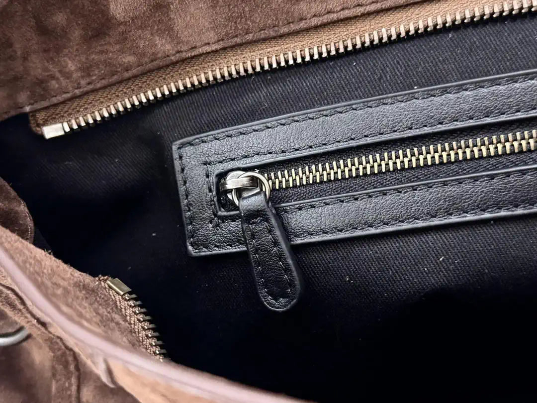 Balenciaga 8414582 Women Le City First Bag in Dark Brown Suede