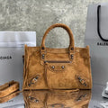 Balenciaga 8414582 Women Le City First Bag in Brown Suede