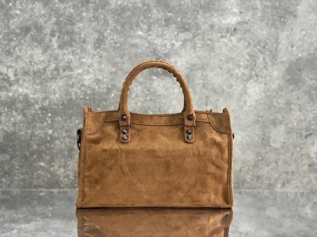 Balenciaga 8414582 Women Le City First Bag in Brown Suede