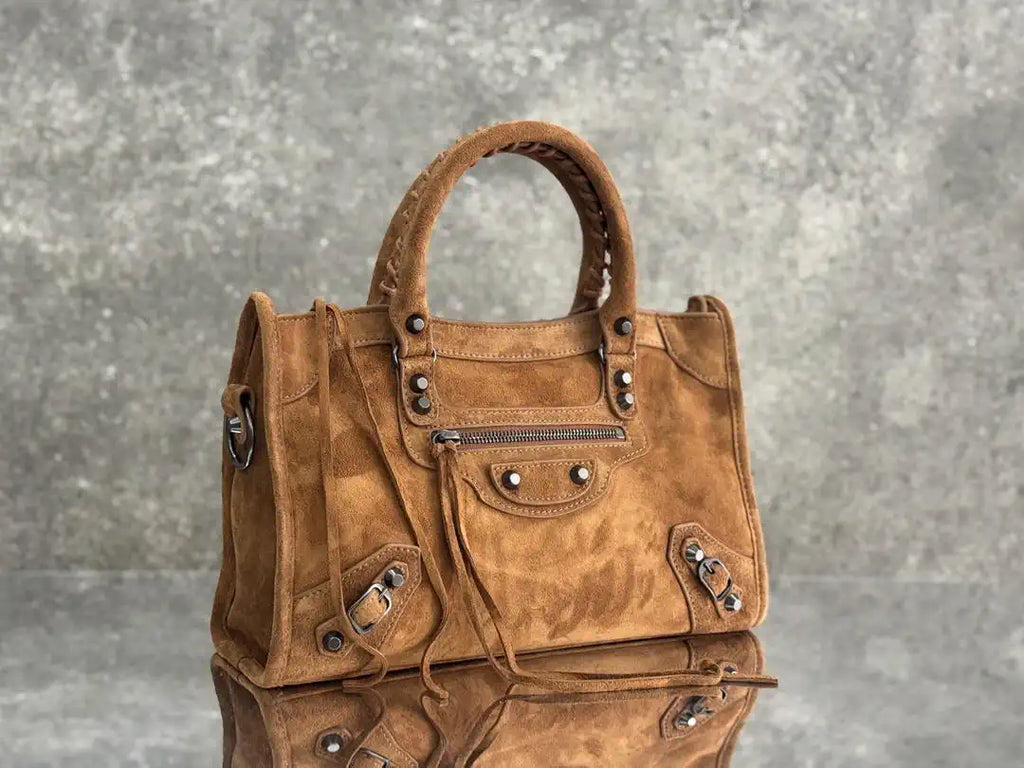 Balenciaga 8414582 Women Le City First Bag in Brown Suede