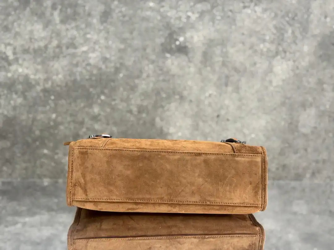 Balenciaga 8414582 Women Le City First Bag in Brown Suede
