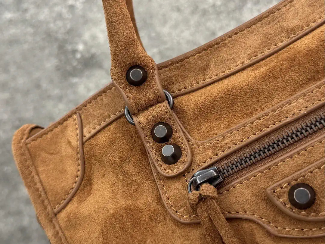 Balenciaga 8414582 Women Le City First Bag in Brown Suede