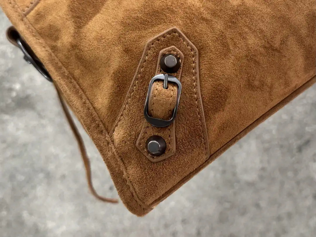 Balenciaga 8414582 Women Le City First Bag in Brown Suede