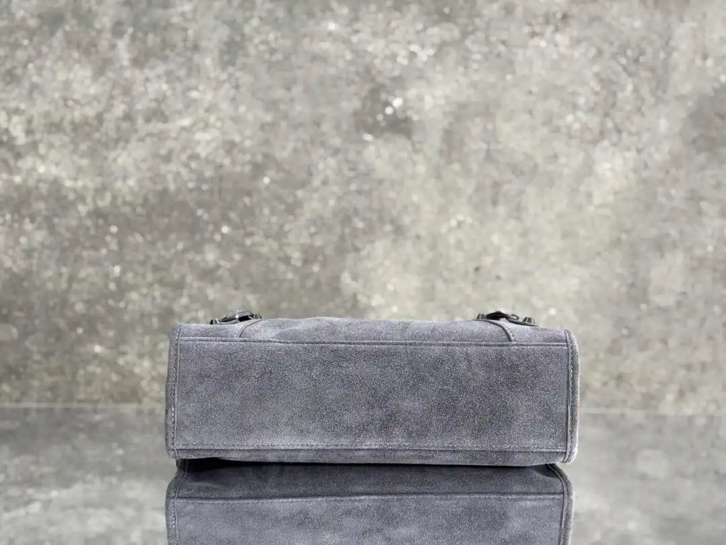 Balenciaga 8414582 Women Le City First Bag in Gray Suede