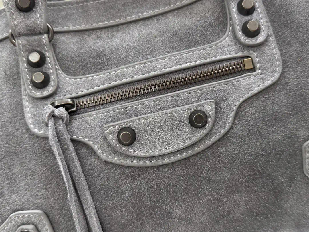 Balenciaga 8414582 Women Le City First Bag in Gray Suede