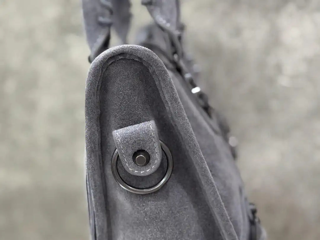 Balenciaga 8414582 Women Le City First Bag in Gray Suede