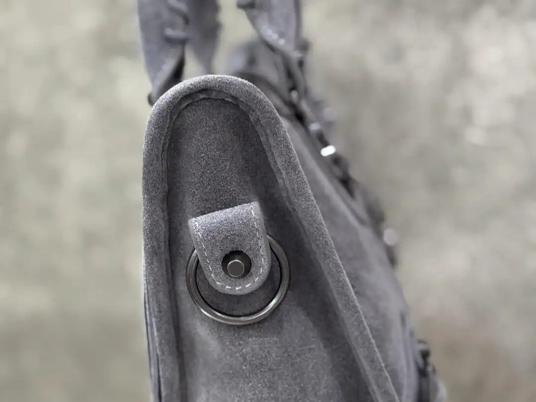 Balenciaga 8414582 Women Le City First Bag in Gray Suede