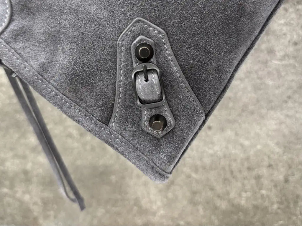 Balenciaga 8414582 Women Le City First Bag in Gray Suede