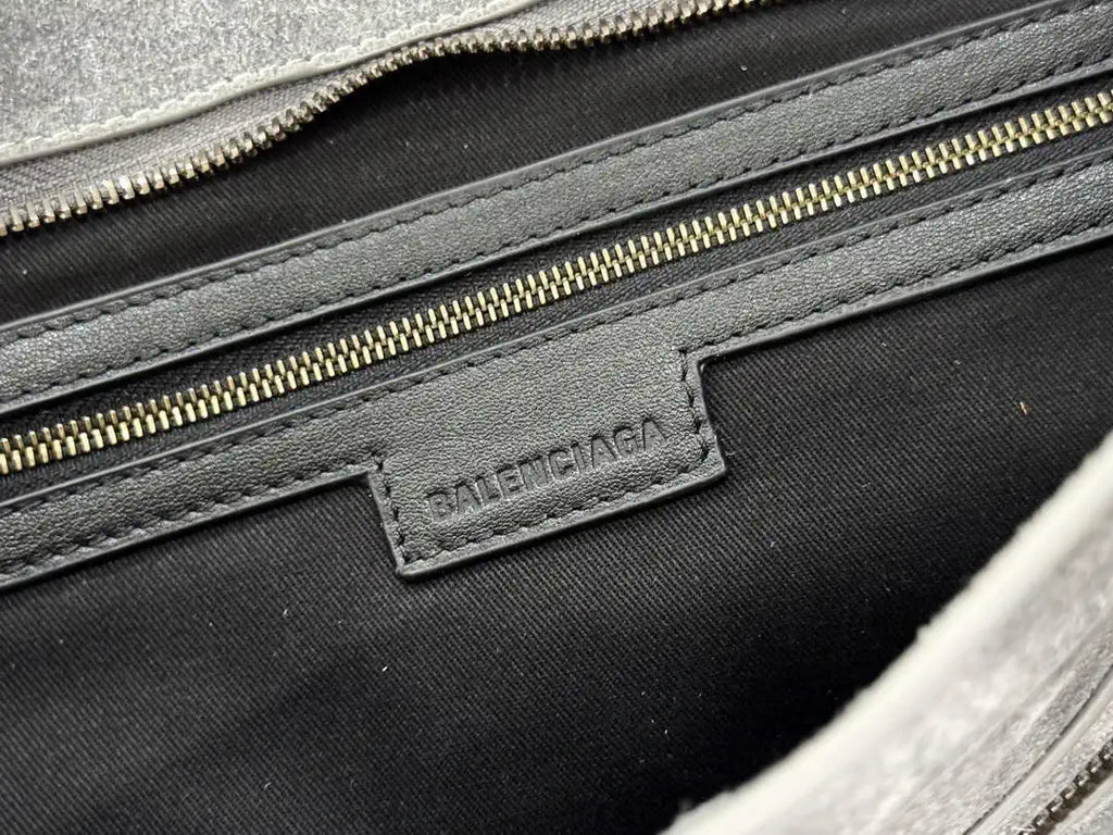 Balenciaga 8414582 Women Le City First Bag in Gray Suede