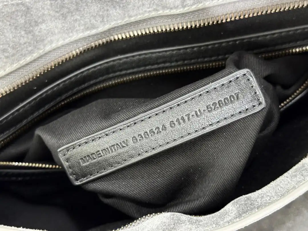 Balenciaga 8414582 Women Le City First Bag in Gray Suede