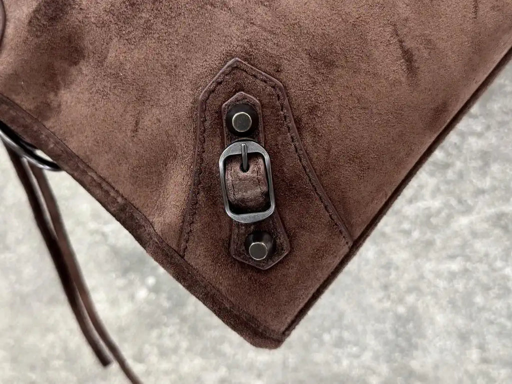 Balenciaga 8414582 Women Le City First Bag in Dark Brown Suede