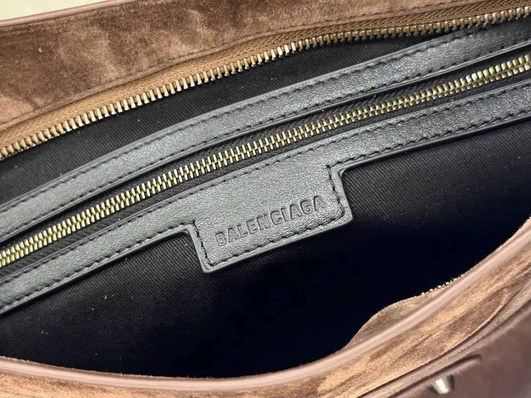 Balenciaga 8414582 Women Le City First Bag in Dark Brown Suede