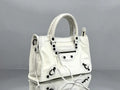 Balenciaga 8414582 Women Le City First Bag in White Arena Storico lambskin Black hardware