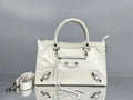Balenciaga 8414582 Women Le City First Bag in White Arena Storico lambskin Silver hardware
