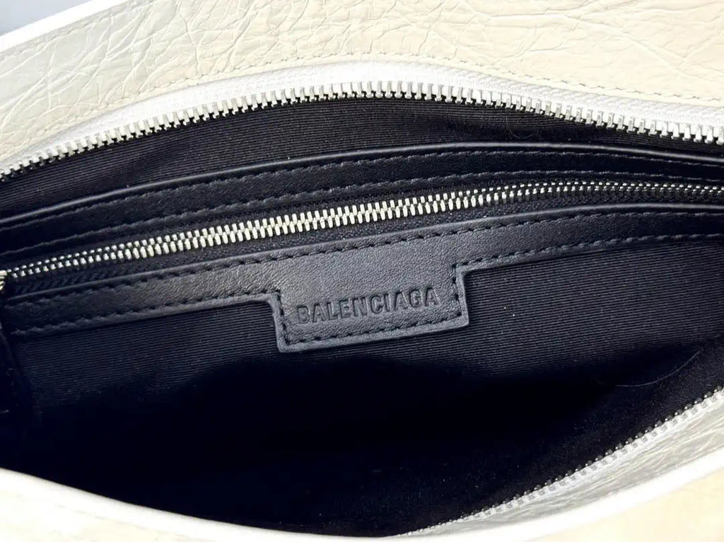 Balenciaga 8414582 Women Le City First Bag in White Arena Storico lambskin Silver hardware