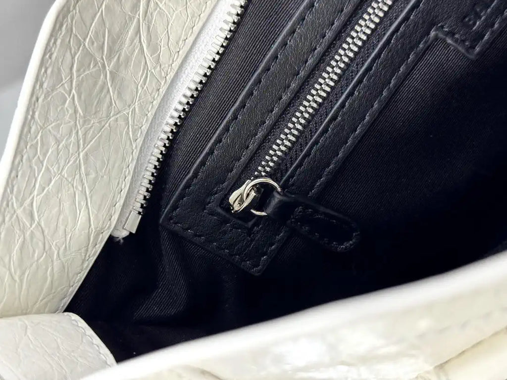 Balenciaga 8414582 Women Le City First Bag in White Arena Storico lambskin Silver hardware