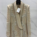 Balmain YH0UB071WB54 Women's Fashion Clothing Pearl Blazer B73541 - S - View 1