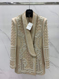 Balmain YH0UB071WB54 Women's Fashion Clothing Pearl Blazer B73541